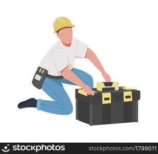 Maintenance technician semi flat color vector character. Skilled worker. Full body person on white. Serviceman isolated modern cartoon style illustration for graphic design and animation. Maintenance technician semi flat color vector character