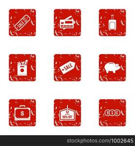 Major credit icons set. Grunge set of 9 major credit vector icons for web isolated on white background. Major credit icons set, grunge style