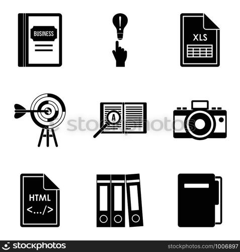 Major document icons set. Simple set of 9 major document vector icons for web isolated on white background. Major document icons set, simple style