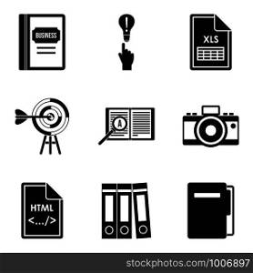 Major document icons set. Simple set of 9 major document vector icons for web isolated on white background. Major document icons set, simple style