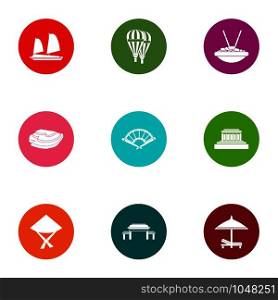 Major holiday icons set. Flat set of 9 major holiday vector icons for web isolated on white background. Major holiday icons set, flat style