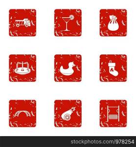 Make a playground icons set. Grunge set of 9 make a playground vector icons for web isolated on white background. Make a playground icons set, grunge style