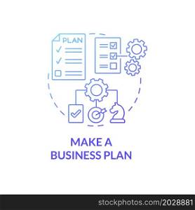 Make business plan gradient concept concept icon. Successful startup. Providing strategy of product promoting abstract idea thin line illustration. Vector isolated outline color drawing. Make business plan for growth concept icon