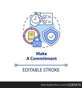 Make commitment concept icon. Motivation to study. Adopting lifelong learning abstract idea thin line illustration. Isolated outline drawing. Editable stroke. Arial, Myriad Pro-Bold fonts used. Make commitment concept icon