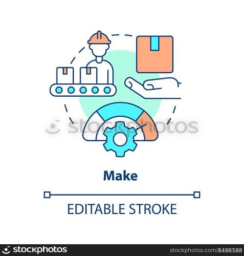 Make concept icon. Manufacture. Component of supply chain management abstract idea thin line illustration. Isolated outline drawing. Editable stroke. Arial, Myriad Pro-Bold fonts used. Make concept icon