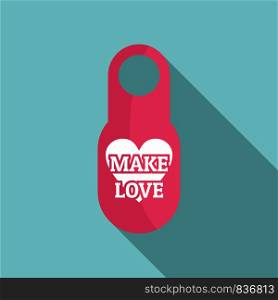 Make love door tag icon. Flat illustration of make love door tag vector icon for web design. Make love door tag icon, flat style