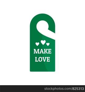 Make love hanger tag icon. Flat illustration of make love hanger tag vector icon for web design. Make love hanger tag icon, flat style