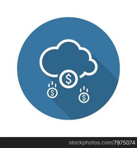 Make Money Icon. Business Concept. Cloud Mining. Flat Design. Isolated Illustration. Long Shadow.. Make Money Icon. Business Concept. Flat Design.