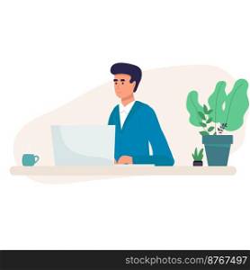 Make money online - Businessman getting paid from computer at home. Vector illustration.. Make money online - Businessman getting paid from computer at home. Vector illustration
