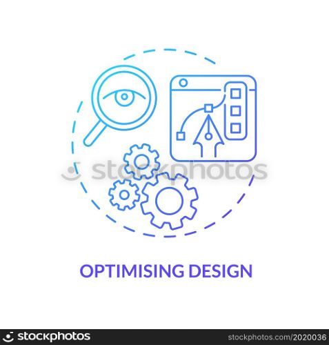 Make optimal design concept icon. Marketing analysis technology. Visual appearence update. Renovate product abstract idea thin line illustration. Vector isolated outline color drawing. Make optimal design concept icon