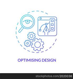 Make optimal design concept icon. Marketing analysis technology. Visual appearence update. Renovate product abstract idea thin line illustration. Vector isolated outline color drawing. Make optimal design concept icon