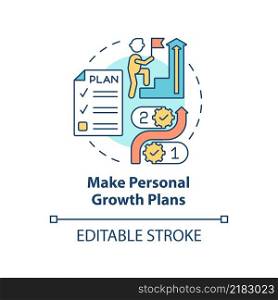Make personal growth plans concept icon. Employee engagement abstract idea thin line illustration. Prioritizing goals. Isolated outline drawing. Editable stroke. Arial, Myriad Pro-Bold fonts used. Make personal growth plans concept icon