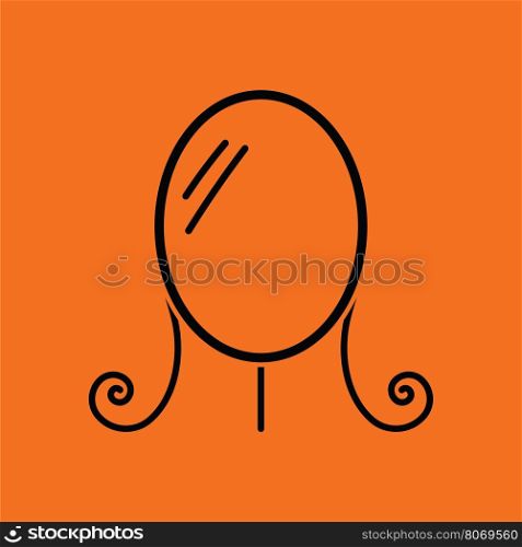 Make Up mirror icon. Orange background with black. Vector illustration.