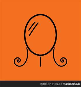 Make Up mirror icon. Orange background with black. Vector illustration.
