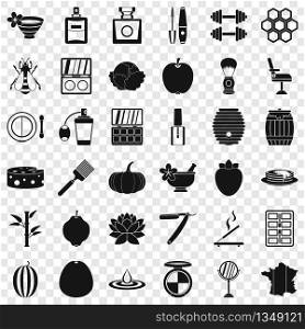 Make up product icons set. Simple style of 36 make up product vector icons for web for any design. Make up product icons set, simple style