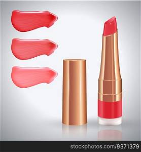 Make-up set for lips with realistic creme smears of different colors, lipstick. Vector. Make-up set for lips with realistic creme smears of different colors, lipstick.