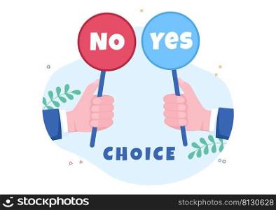 Make Your Choice or Choose the Right Success Road Illustration in Several Directions of Arrows, Yes or No, Door with a Question Mark Concept