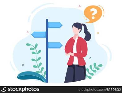 Make Your Choice or Choose the Right Success Road Illustration in Several Directions of Arrows, Yes or No, Door with a Question Mark Concept