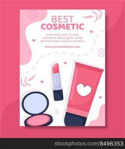 Makeup Cosmetics Collection Poster Template Cartoon Background Illustration