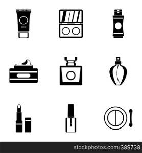 Makeup icons set. Simple illustration of 9 makeup vector icons for web. Makeup icons set, simple style