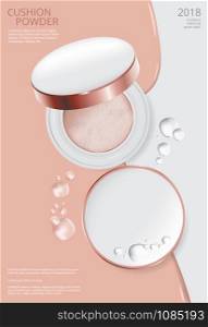 Makeup Powder Cushion Poster Template Vector Illustration