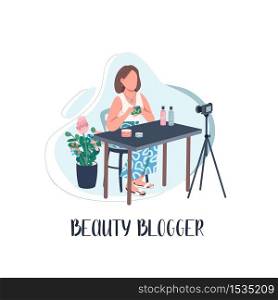 Makeup vlogger social media post mockup. Beauty blogger phrase. Web banner design template. Creative hobby booster, content layout with inscription. Poster, print ads and flat illustration. Makeup vlogger social media post mockup