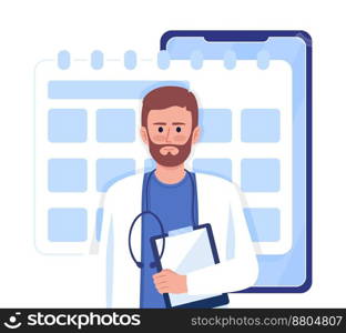 Making appointment online flat concept vector illustration. Scheduling visit to doctor. Editable 2D cartoon characters on white for web design. Creative idea for website, mobile, presentation. Making appointment online flat concept vector illustration