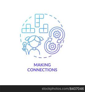 Making connections blue gradient concept icon. Basic life skill for kid abstract idea thin line illustration. Solving problems. Flexible thinking. Isolated outline drawing. Myriad Pro-Bold font used. Making connections blue gradient concept icon