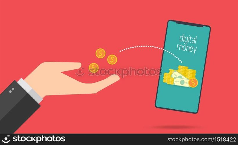 making digital money transfer. business finance, online money digital transfer banking concept