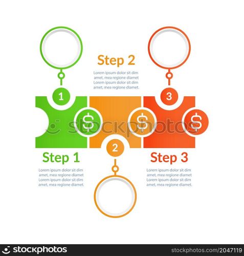 Making financial decisions infographic chart design template. Abstract infochart with copy space. Instructional graphics with 3 step sequence. Visual data presentation. Lato, Arial fonts used. Making financial decisions infographic chart design template
