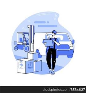 Making inventory isolated cartoon vector illustrations. Full service mover making inventory, holding tablet in hands, small business, professional moving company manager vector cartoon.. Making inventory isolated cartoon vector illustrations.