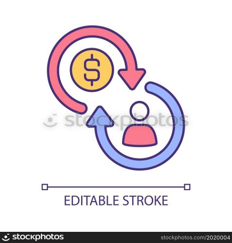 Making money from talent RGB color icon. Monetizing skills, knowledge. Increase revenue from customers. Giving paid workshops. Isolated vector illustration. Simple filled line drawing. Editable stroke. Making money from talent RGB color icon