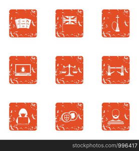 Making money icons set. Grunge set of 9 making money vector icons for web isolated on white background. Making money icons set, grunge style