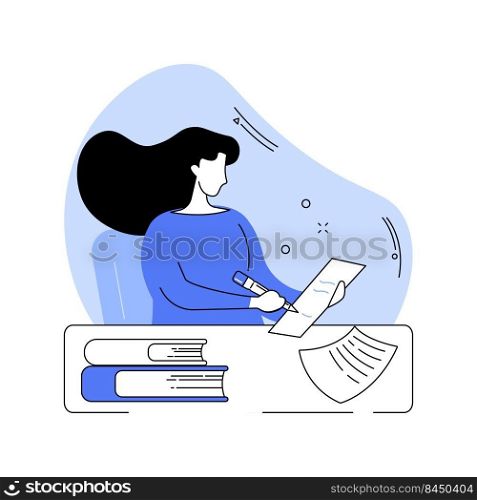 Making notes isolated cartoon vector illustrations. Young girl studying and writing notes in a classroom, college educational process, university classes, student lifestyle vector cartoon.. Making notes isolated cartoon vector illustrations.