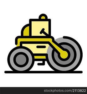 Making road roller icon. Outline making road roller vector icon color flat isolated. Making road roller icon color outline vector