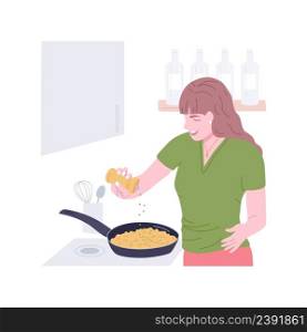 Making superfood isolated cartoon vector illustrations. Woman adding seeds to the dish, healthy and organic nutrition, cooking alone, say no to junk food, meal prep recipes vector cartoon.. Making superfood isolated cartoon vector illustrations.