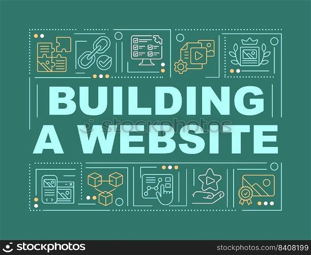 Making website word concepts dark green banner. Effective design. Infographics with editable icons on color background. Isolated typography. Vector illustration with text. Arial-Black font used. Making website word concepts dark green banner