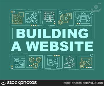 Making website word concepts dark green banner. Effective design. Infographics with editable icons on color background. Isolated typography. Vector illustration with text. Arial-Black font used. Making website word concepts dark green banner