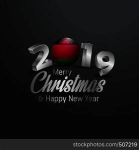 Malawi Flag 2019 Merry Christmas Typography. New Year Abstract Celebration background