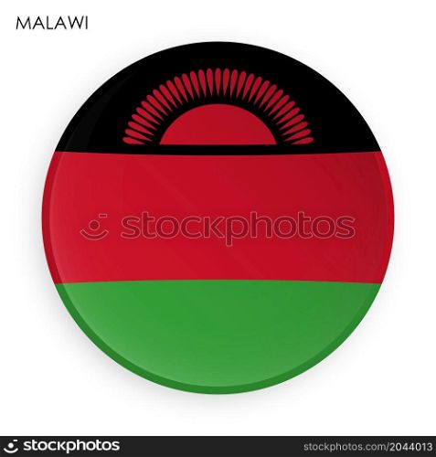 MALAWI flag icon in modern neomorphism style. Button for mobile application or web. Vector on white background