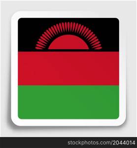 MALAWI flag icon on paper square sticker with shadow. Button for mobile application or web. Vector