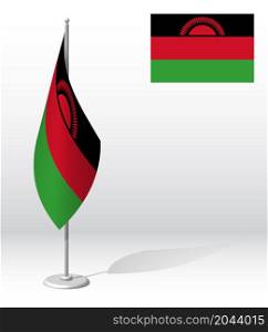 MALAWI flag on flagpole for registration of solemn event, meeting foreign guests. National independence day of MALAWI. Realistic 3D vector on white
