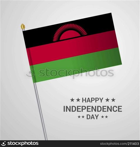 Malawi Independence day typographic design with flag vector