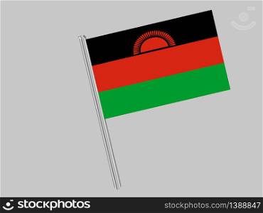 Malawi National flag. original color and proportion. Simply vector illustration background, from all world countries flag set for design, education, icon, icon, isolated object and symbol for data visualisation