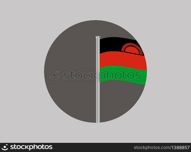 Malawi National flag. original color and proportion. Simply vector illustration background, from all world countries flag set for design, education, icon, icon, isolated object and symbol for data visualisation