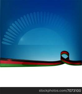 malawi ribbon flag on blue sky background