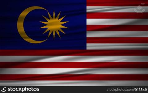 Malaysia flag vector. Vector flag of Malaysia blowig in the wind. EPS 10.