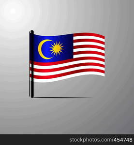 Malaysia waving Shiny Flag design vector