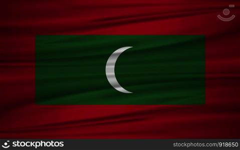 Maldives flag vector. Vector flag of Maldives blowig in the wind. Maldives flag background with cloth texture. EPS 10.