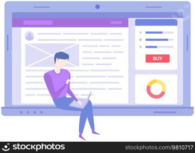 Male analyst analysing diagrams and bar chart on poster. Growth arrow and graphs with data on table. Marketing research results presentation. Manager checks statistical indicators, business statistics. Male analyst analysing diagrams and bar chart on poster. Manager checks statistical indicators